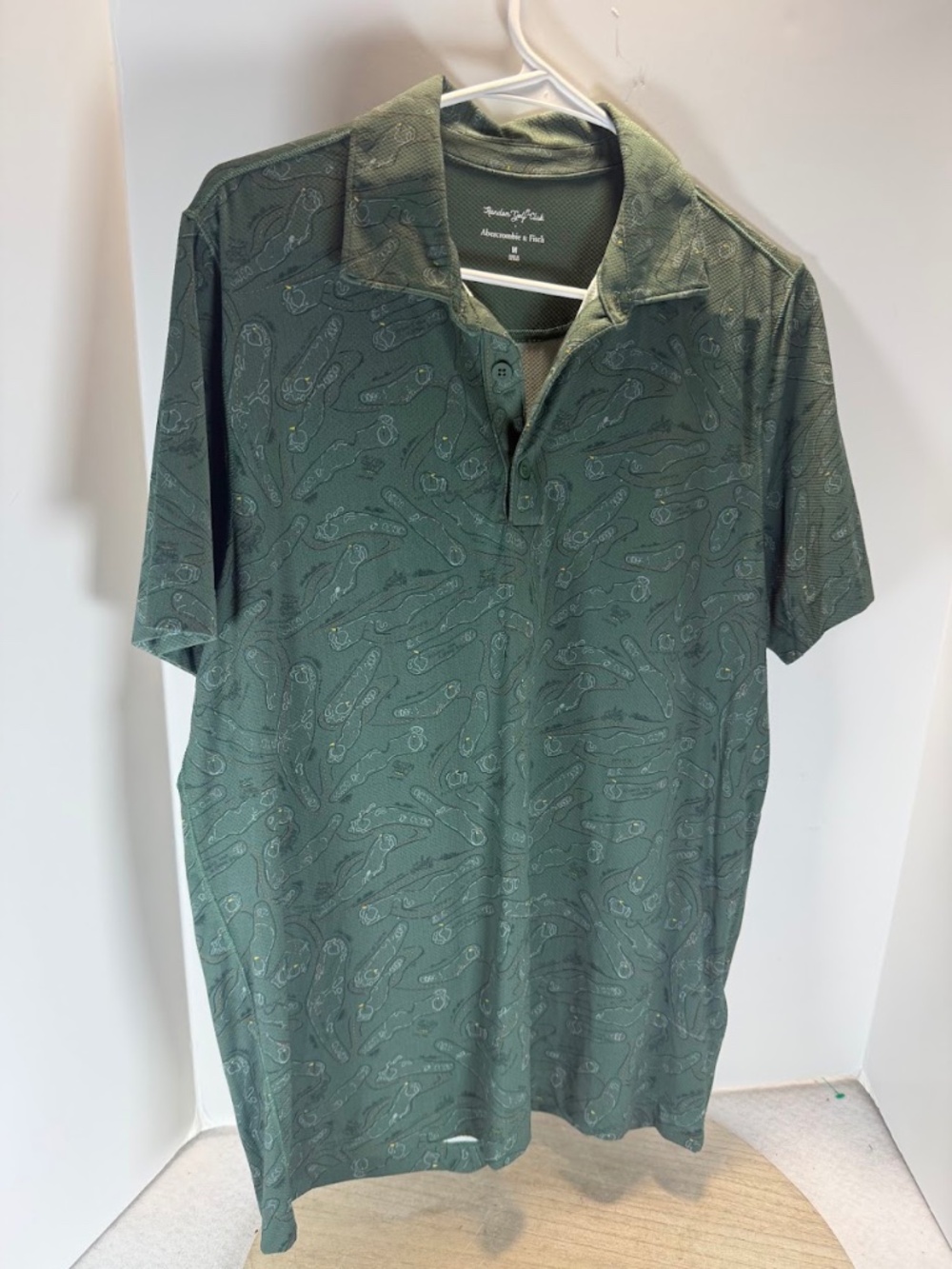 Random Golf Club x Abercrombie & Fitch Men’s M Golf Polo Green All Over Print